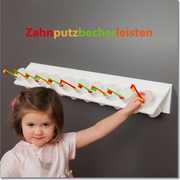 Tischlerei Holzwerkstatt Kaesebier-Hamburg, Zahnpflege, Zaehne putzen, Kita, Kiga, Kindergarten, Kindertagesstaette, Krippe, Zahnputzbecherleiste, Zahnputzbecherhalter, Zahnbuerstenleiste, Zahnbuerstenbox, Zahnbuerstenhalter, Zahnbuerstenstaender